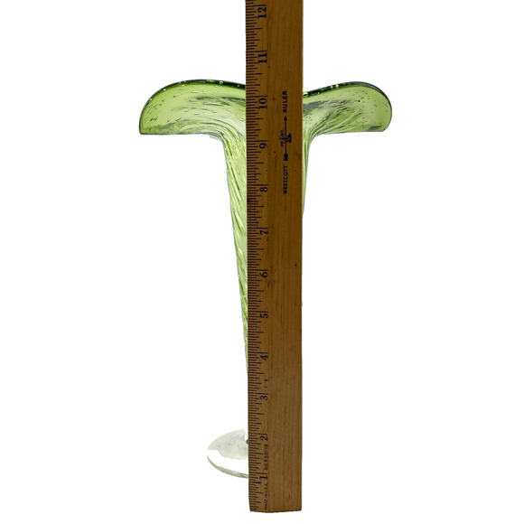 Spiral Ribbed Transparent Green Glass Vase with Circular Flat Base 10 1/2" Tall - Picture 8 of 9